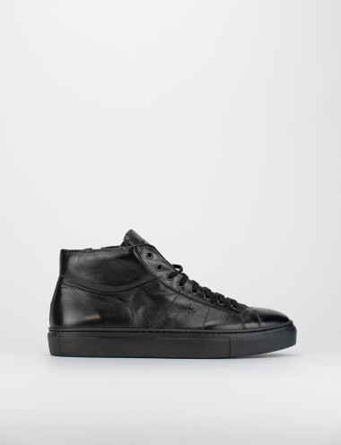 Zapatillas deportivas tacón 2 cm negro cuero