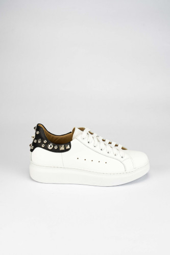 Sneakers heel 1 cm white leather