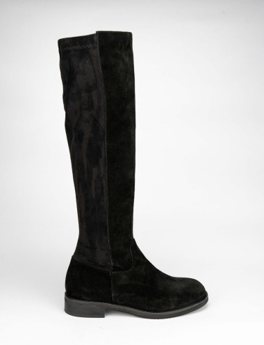 Botas de tacón bajo tacón 2 cm negro ante