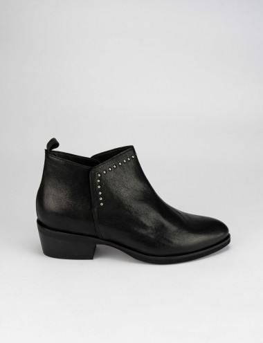 Botines de tacón alto tacón 5 cm negro cuero