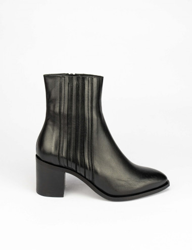 Botines de tacón alto tacón 7 cm negro cuero