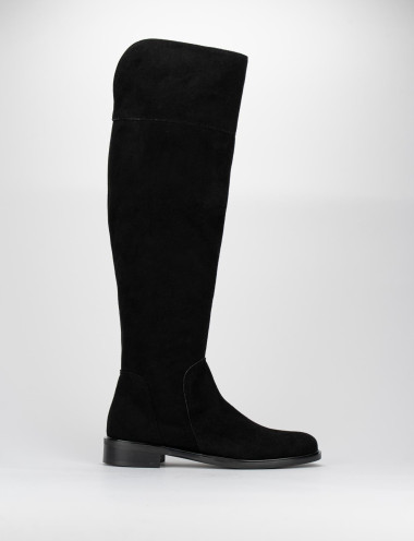 Botas de tacón bajo tacón 3 cm negro ante