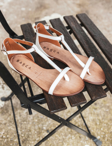 Chancletas tacón 1 cm blanco cuero