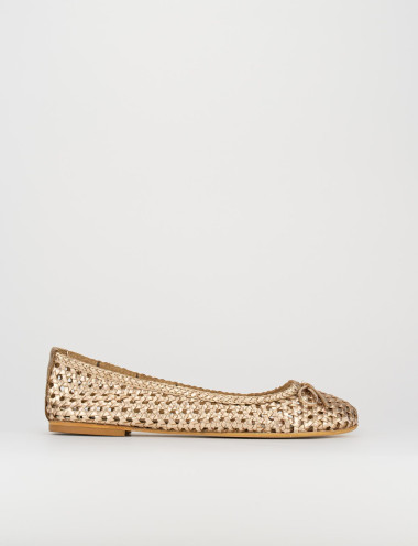 Bailarinas tacón 1 cm oro cuero