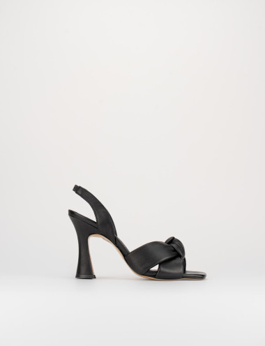 Sandalias de tacón alto tacón 9 cm negro cuero