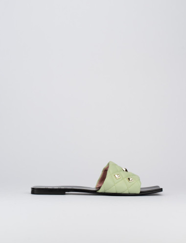 Ciabatta da passeggio tacco 1 cm verde pelle