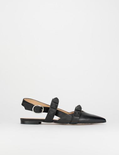 Bailarinas tacón 1 cm negro cuero