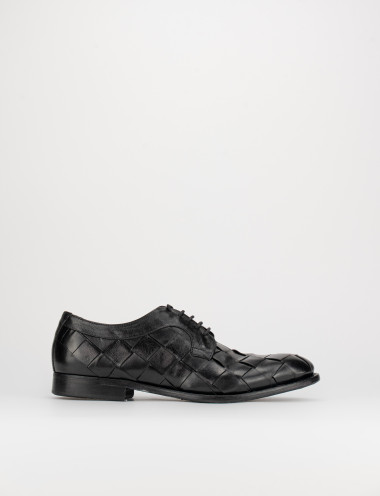 Zapatos de cordones tacón 1 cm negro cuero
