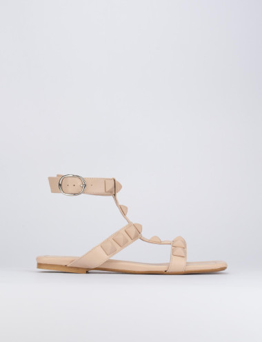 Sandalo tacco 1 cm nero pelle