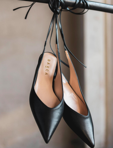 Bailarinas tacón 1 cm negro cuero
