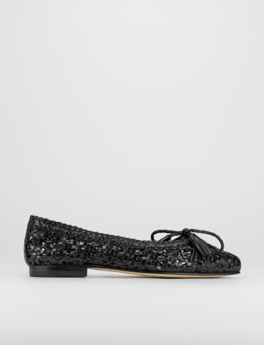 Bailarinas tacón 1 cm negro cuero