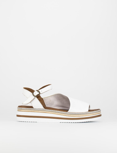 Sandalias de cuña tacón 3 cm blanco cuero