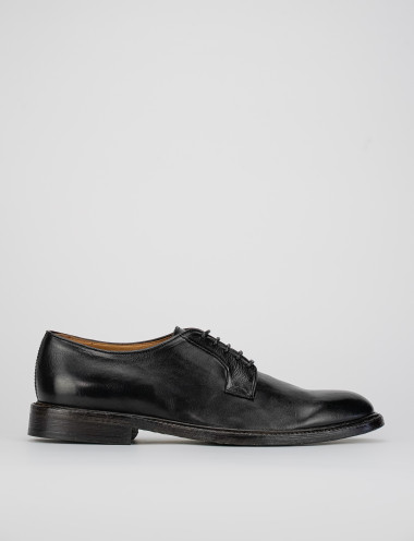 Zapatos de cordones tacón 1 cm negro cuero