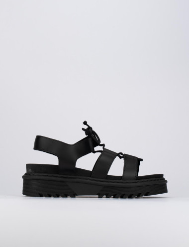 Sandalo tacco 1 cm nero pelle
