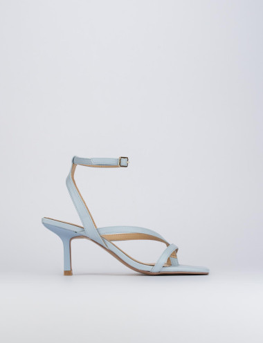 Sandalias de tacón alto tacón 5 cm turquesa cuero