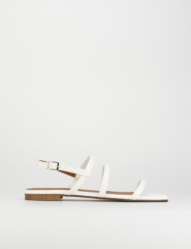 Low heel sandals heel 1 cm white leather