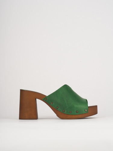 Sandalias de cuña tacón 7 cm verde cuero