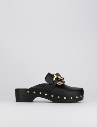 Low heel sandals heel 3 cm black leather