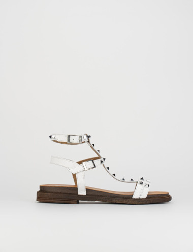 Sandalo tacco 1 cm bianco pelle