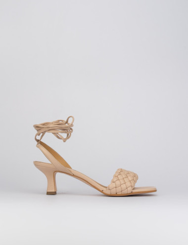 Sandalias de tacón alto tacón 5 cm rosa cuero