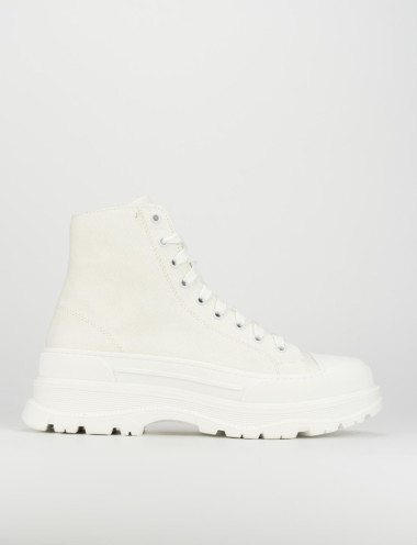 Zapatillas deportivas tacón 1 cm blanco lona