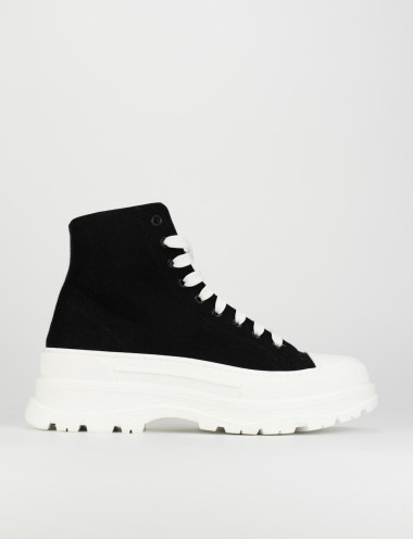 Zapatillas deportivas tacón 1 cm negro lona
