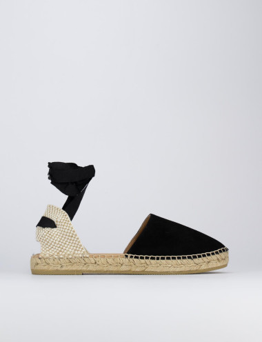 Espadrillas heel 2 cm black chamois