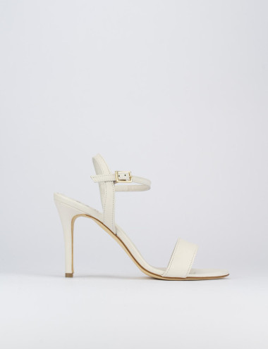 Sandalo tacco 8 cm bianco pelle