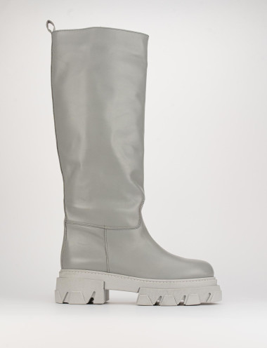Botas de tacón bajo tacón 2 cm gris cuero
