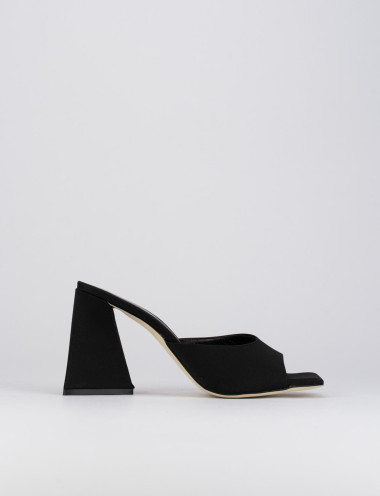 Sandalo tacco 8 cm nero raso