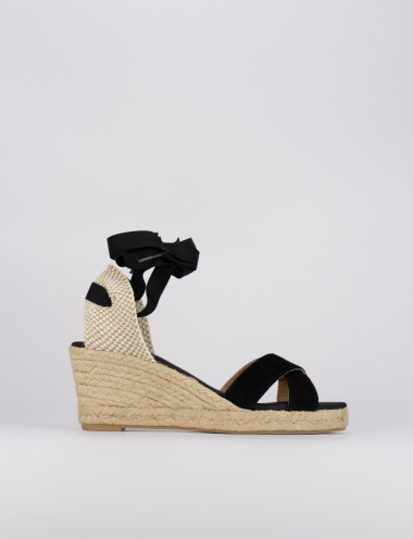 Alpargatas tacón 6 cm negro ante