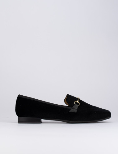 Mocasines tacón 1 cm negro terciopelo