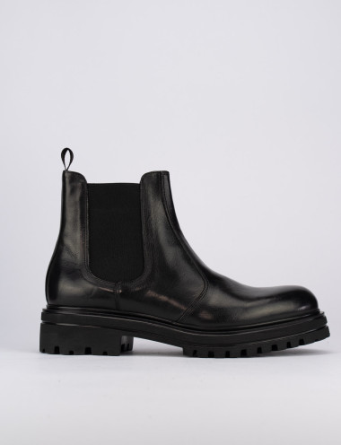 Ankle boots heel 1 cm black leather