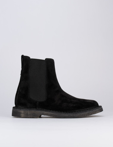 Botines de tacón bajo tacón 1 cm negro ante