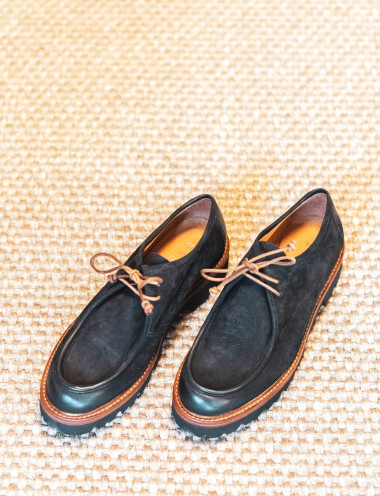 Zapatos de cordones tacón 2 cm negro nobuk