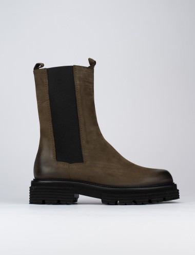 Botines de tacón bajo tacón 2 cm marrón oscuro nobuk