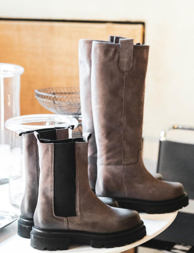 Outlet - mujer tacón 2 cm gris nobuk