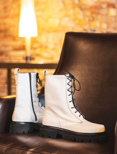 Outlet - mujer tacón 1 cm blanco cuero