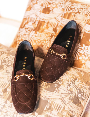 Mocasines tacón 2 cm marrón oscuro ante