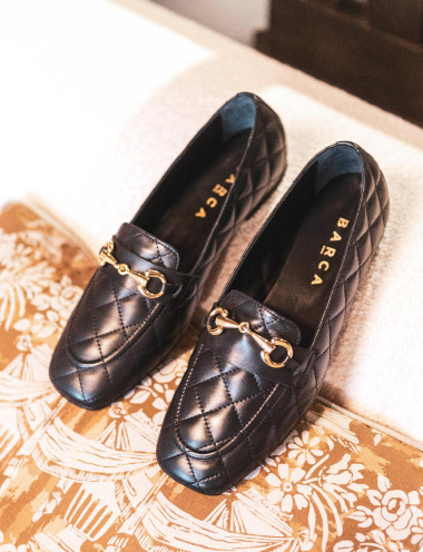 Loafers heel 2 cm black leather