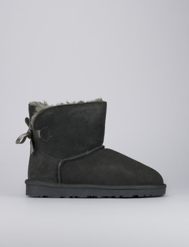 Botines de tacón bajo tacón 1 cm gris ante