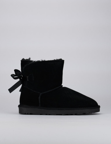 Botines de tacón bajo tacón 1 cm negro ante