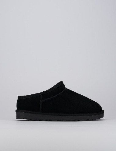 Botines de tacón bajo tacón 1 cm negro ante
