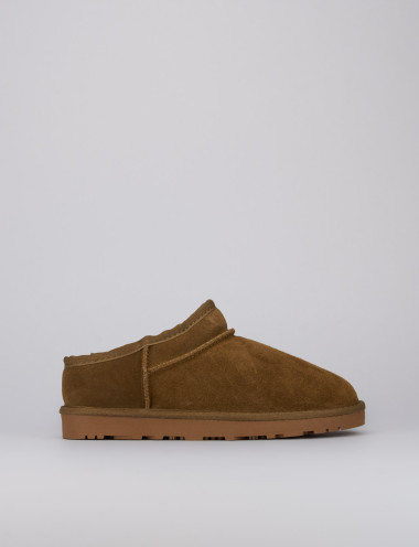 Botines de tacón bajo tacón 1 cm marrón ante