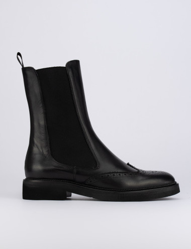 Low heel ankle boots heel 2 cm black leather