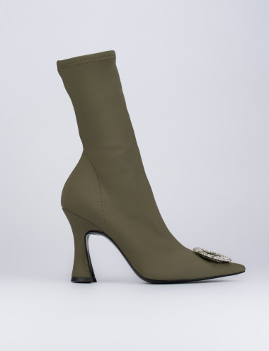 Botines de tacón alto tacón 9 cm verde licra