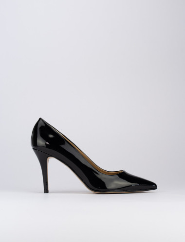 Zapatos de salón tacón 7 cm negro charol
