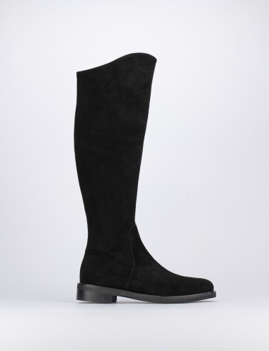 Low heel boots heel 2 cm black chamois