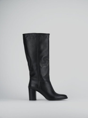 Botas de tacón alto tacón 8 cm negro cuero