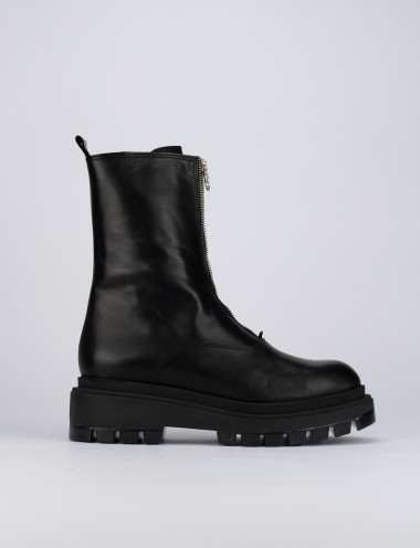Combat boots heel 1 cm black leather
